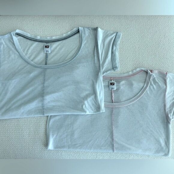 SET OF 2 NSF burnout Blue & Pink scoop neckline T Shirts - Picture 1 of 3
